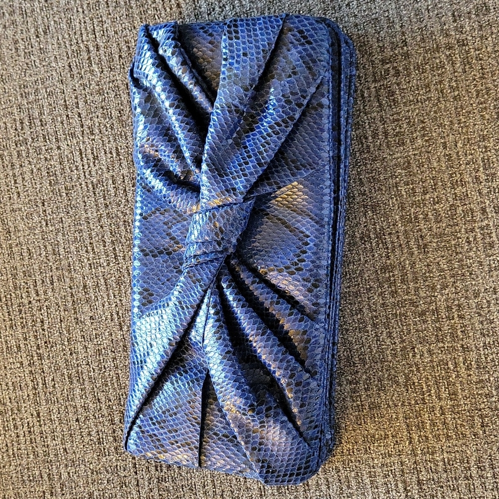 Blue Snakeskin Clutch